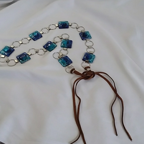 Unknown Accessories - Arty Blue & Turquoise Resin & Metal Tie Belt